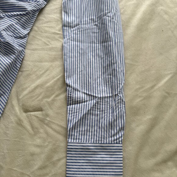 Blue and White Pinstripe Tie Front Shirt Dress NWT Size 2 - Picture 3 of 8